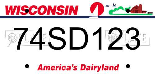 74SD123 Wisconsin License Plate