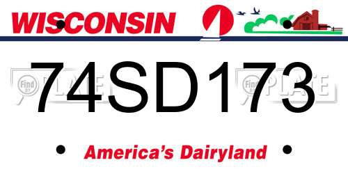 74SD173 Wisconsin License Plate