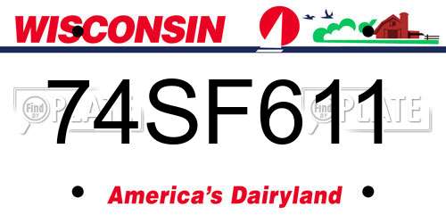 74SF611 Wisconsin License Plate