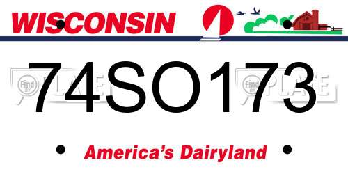 74SO173 Wisconsin License Plate