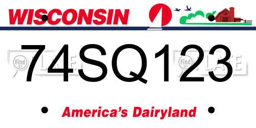 74SQ123 Wisconsin License Plate