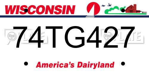 74TG427 Wisconsin License Plate