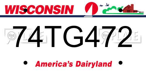 74TG472 Wisconsin License Plate