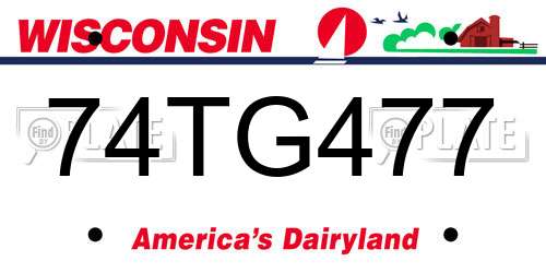 74TG477 Wisconsin License Plate