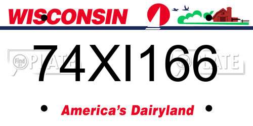 74XI166 Wisconsin License Plate