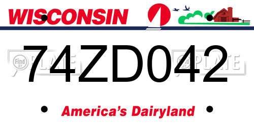 74ZD042 Wisconsin License Plate