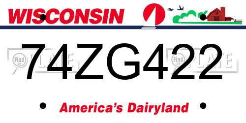 74ZG422 Wisconsin License Plate