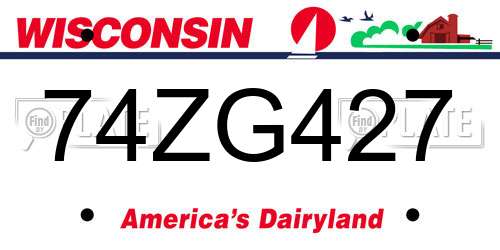 74ZG427 Wisconsin License Plate