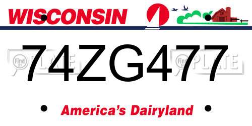 74ZG477 Wisconsin License Plate