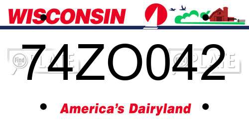 74ZO042 Wisconsin License Plate