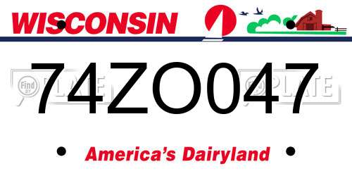 74ZO047 Wisconsin License Plate