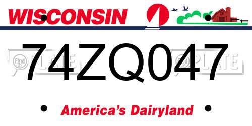 74ZQ047 Wisconsin License Plate