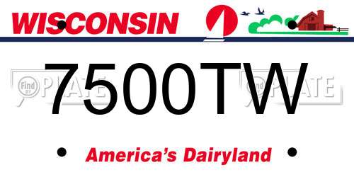 7500TW Wisconsin License Plate