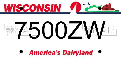 7500ZW Wisconsin License Plate