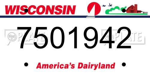 7501942 Wisconsin License Plate