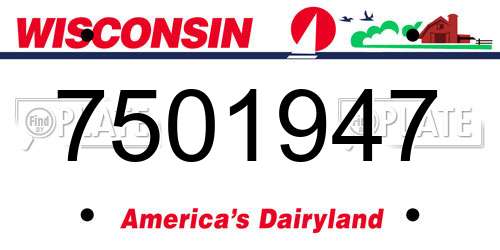 7501947 Wisconsin License Plate