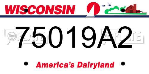 75019A2 Wisconsin License Plate