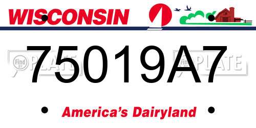 75019A7 Wisconsin License Plate