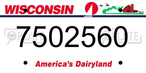 7502560 Wisconsin License Plate