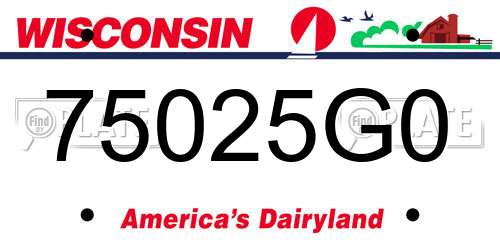 75025G0 Wisconsin License Plate