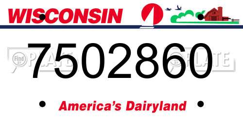 7502860 Wisconsin License Plate