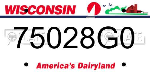 75028G0 Wisconsin License Plate