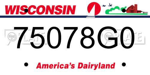 75078G0 Wisconsin License Plate