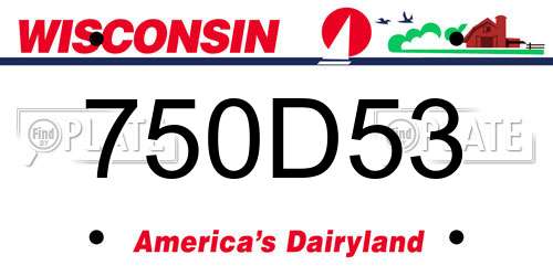750D53 Wisconsin License Plate
