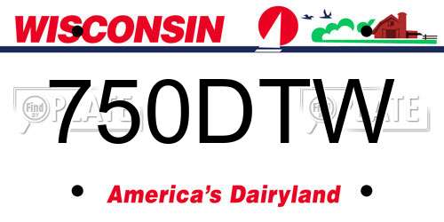 750DTW Wisconsin License Plate