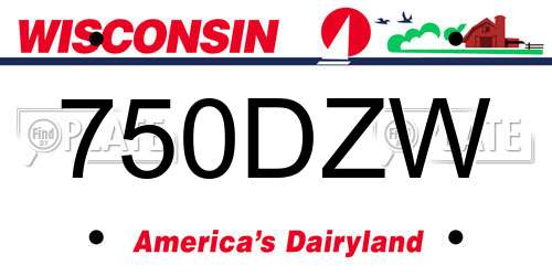 750DZW Wisconsin License Plate