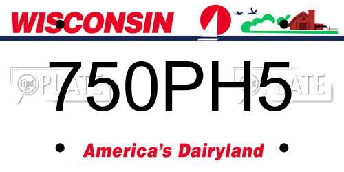 750PH5 Wisconsin License Plate