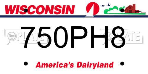 750PH8 Wisconsin License Plate