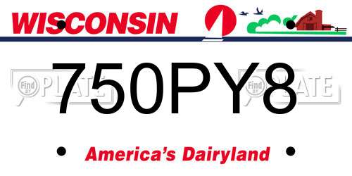 750PY8 Wisconsin License Plate