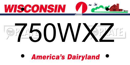 750WXZ Wisconsin License Plate