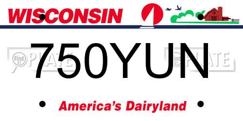 750YUN Wisconsin License Plate