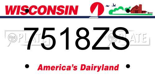 7518ZS Wisconsin License Plate