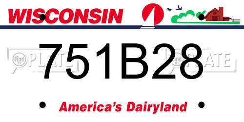 751B28 Wisconsin License Plate