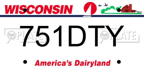 751DTY Wisconsin License Plate