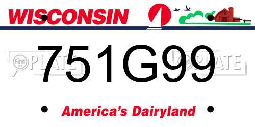 751G99 Wisconsin License Plate