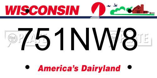 751NW8 Wisconsin License Plate
