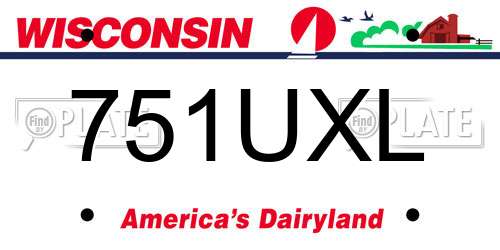 751UXL Wisconsin License Plate