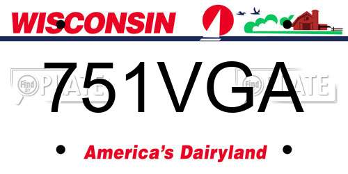 751VGA Wisconsin License Plate