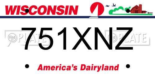 751XNZ Wisconsin License Plate