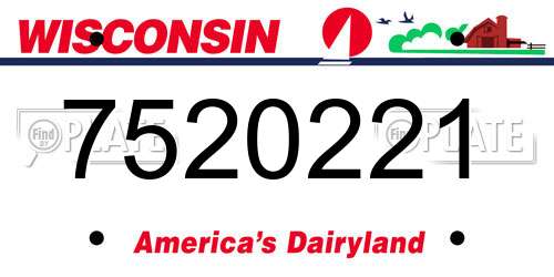 7520221 Wisconsin License Plate