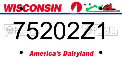 75202Z1 Wisconsin License Plate