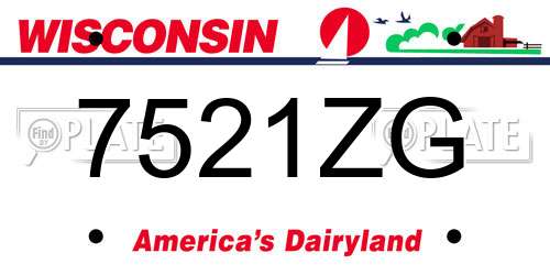7521ZG Wisconsin License Plate
