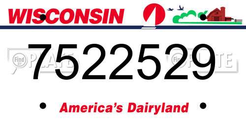 7522529 Wisconsin License Plate