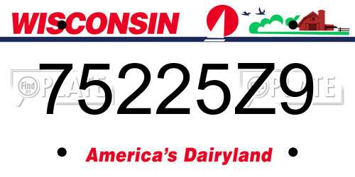 75225Z9 Wisconsin License Plate