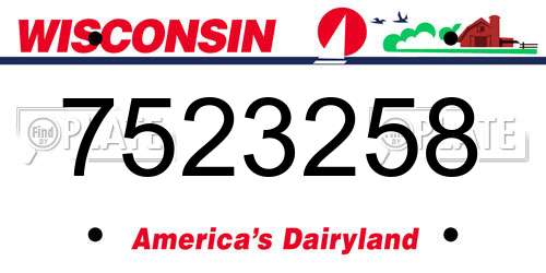 7523258 Wisconsin License Plate