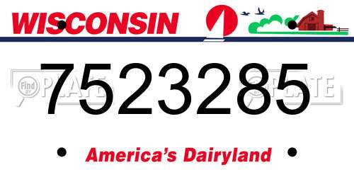 7523285 Wisconsin License Plate